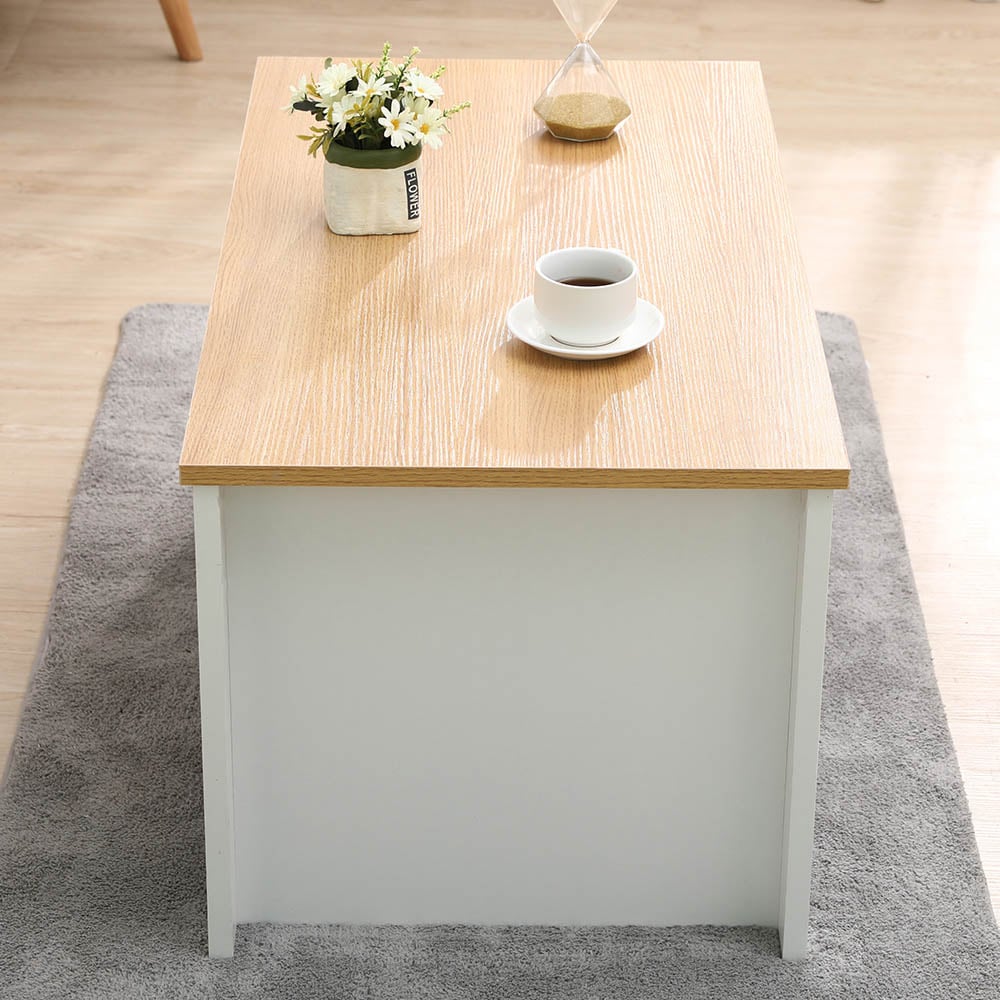 FurnitureHMD Single Shelf White and Oak Effect Wooden Coffee Table Image 6