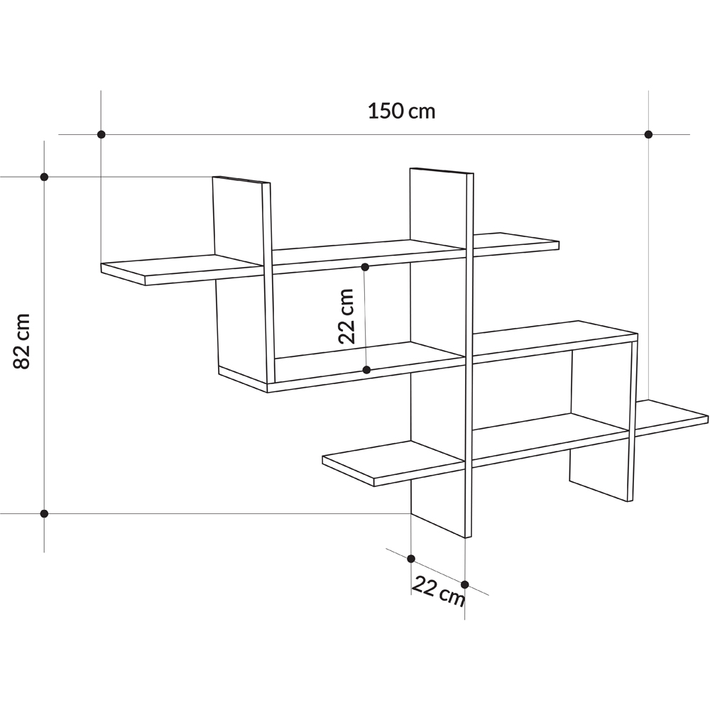 Decortie Halic 3 Shelf Oak Wall Mounted Bookcase Image 4