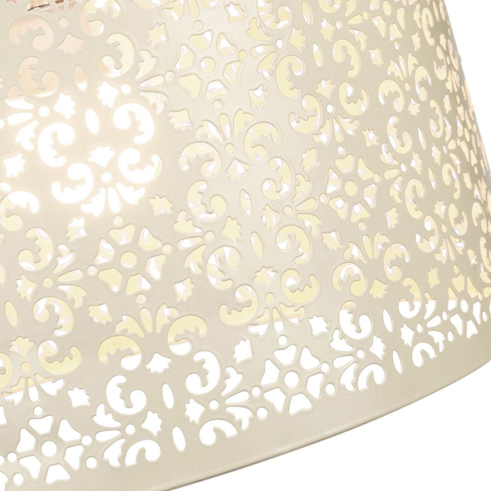 Happy Homewares Marrakech Designed Cream Metal Floral Decoration Pendant Shade Image 4