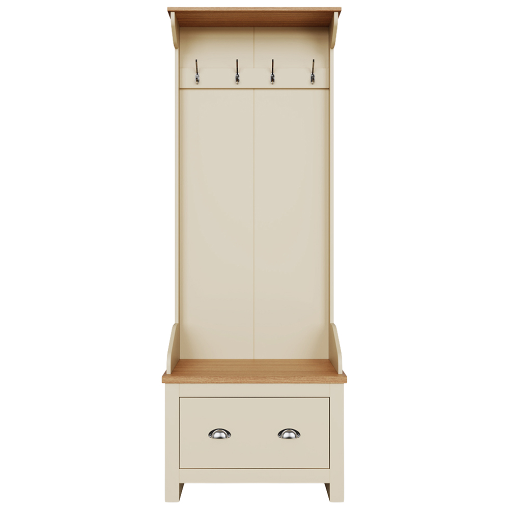 GFW Lancaster Single Drawer Cream Hallway Storage Unit with Hooks Image 2