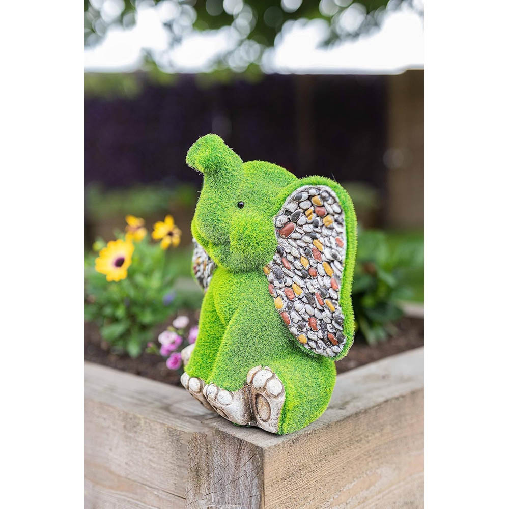 Marco Paul Stone and Grass Effect Resin Elephant Garden Ornament Image 6