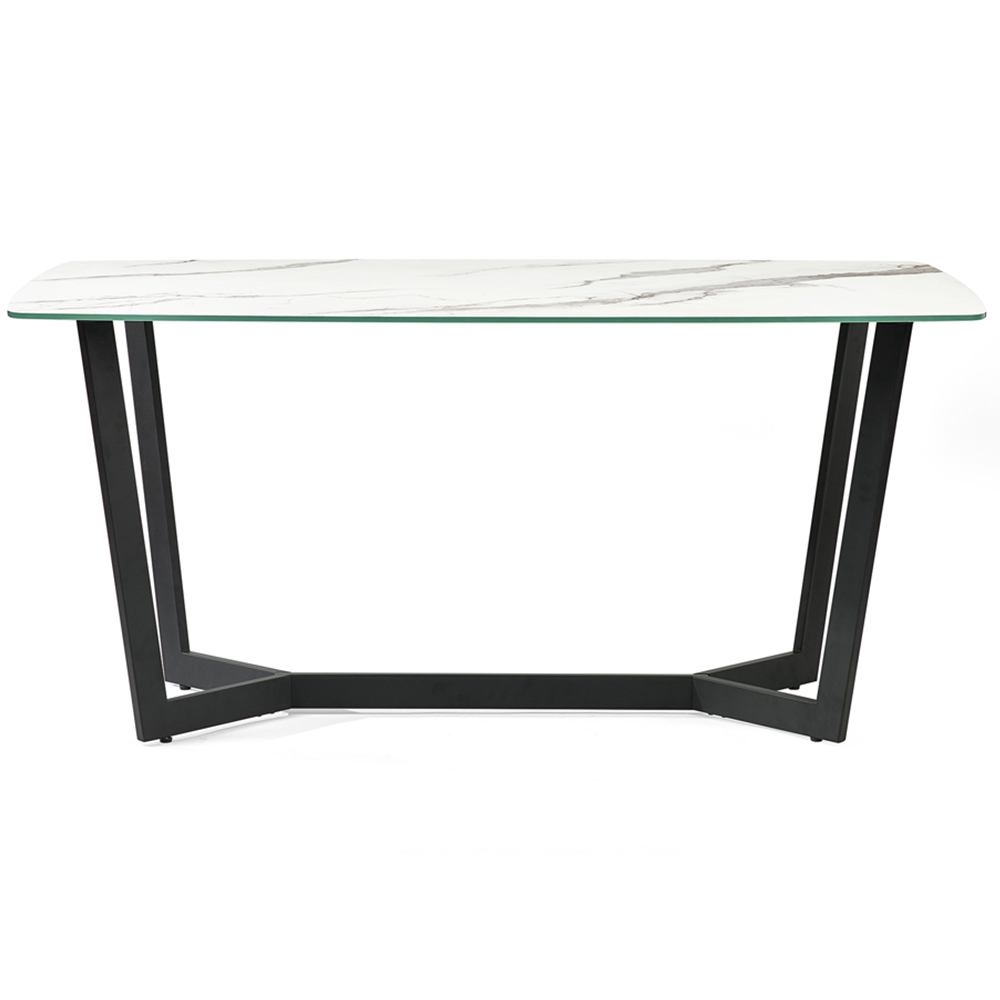 Julian Bowen Olympus Brooklyn and Marble Effect 6 Seater Dining Set White and Charcoal Image 3