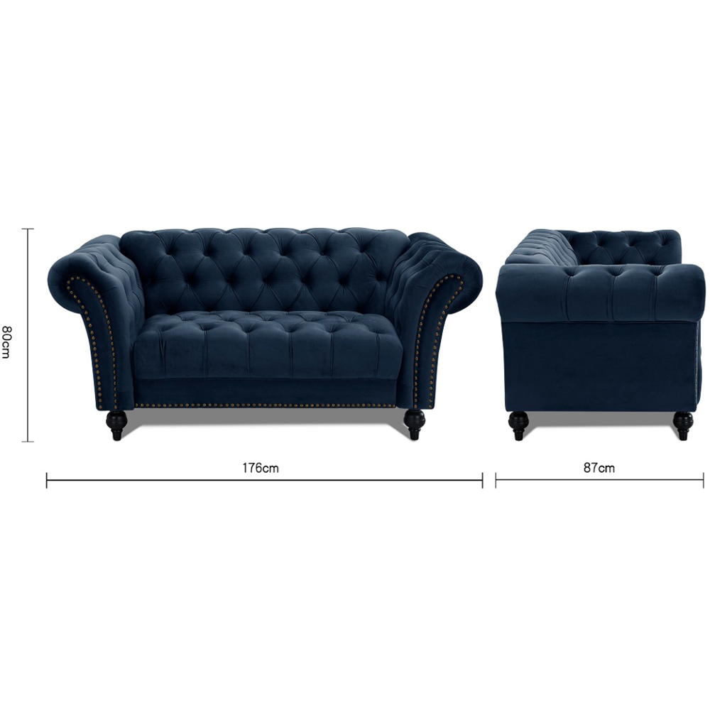 Home Detail Mayfair 2 Seater Midnight Blue Velvet Curved Sofa Image 7