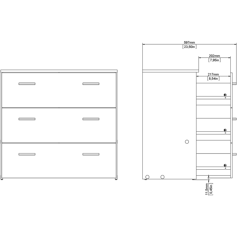 Florence Space 3 Drawer White Chest of Drawers Image 8