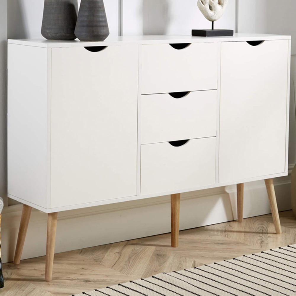 Home Source Boden 2 Door 3 Drawer White Sideboard Image 1