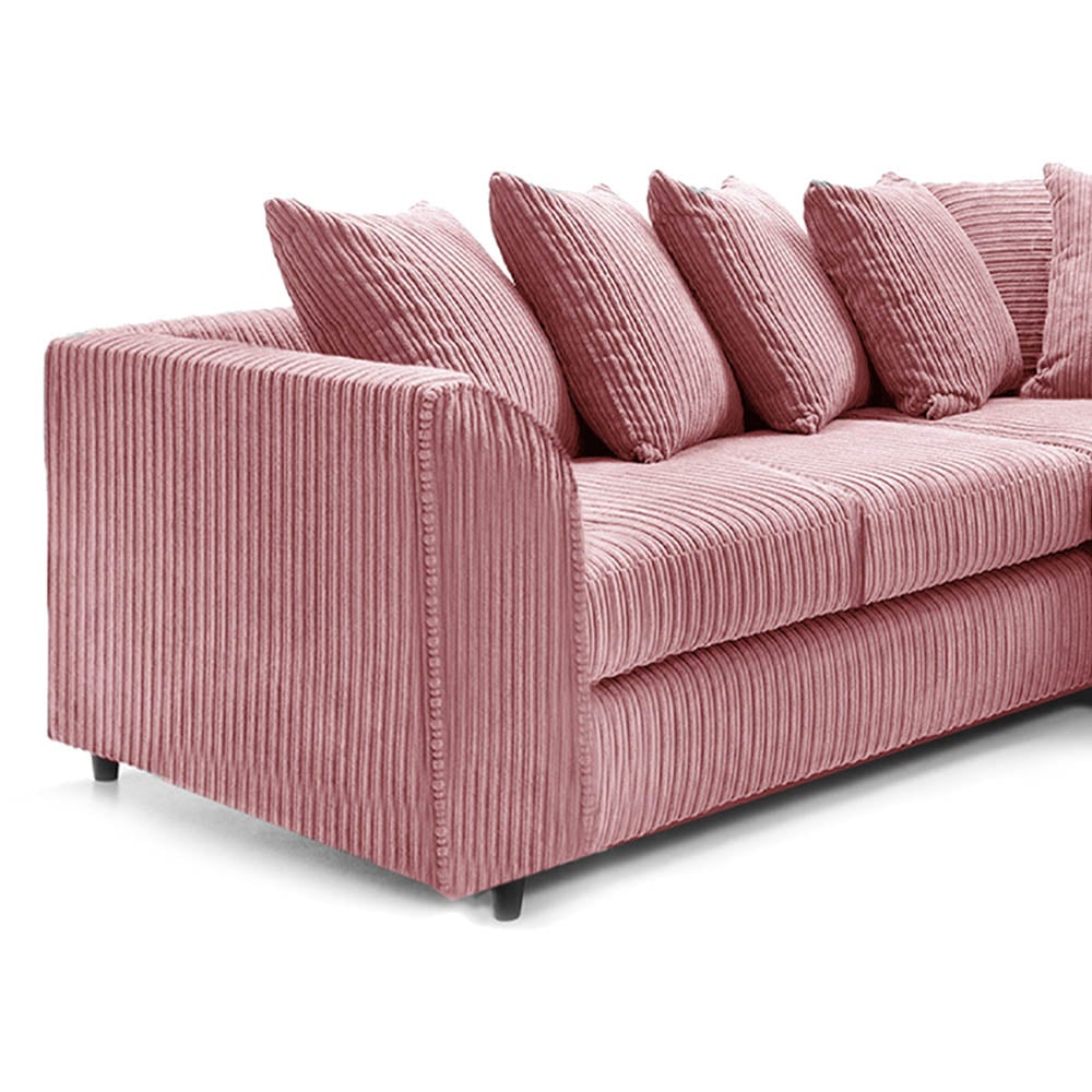 Luxor 5 Seater Pink Jumbo Cord Scatter Back L Shaped Corner Sofa Set Image 3