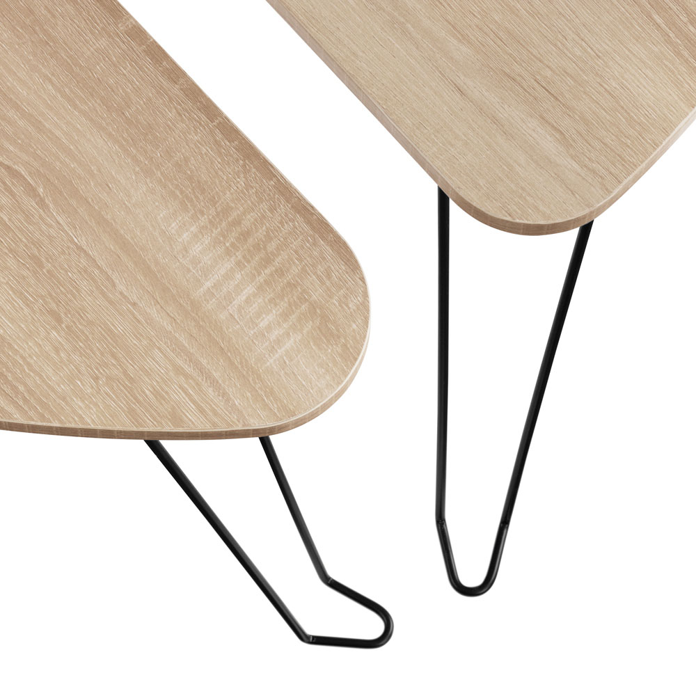 tectake Richmond Light Oak Sonoma Wooden Nest of Tables Set of 2 Image 6