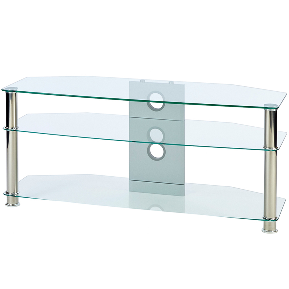 MMT Furniture Designs 2 Shelf Clear Glass Corner TV Unit Image 2