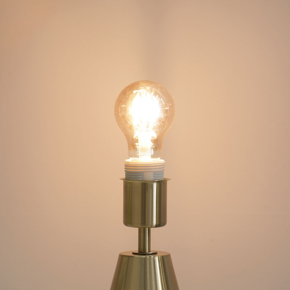 ValueLights Jax Navy Blue Shade Antique Brass Touch LED Table Lamp Image 3