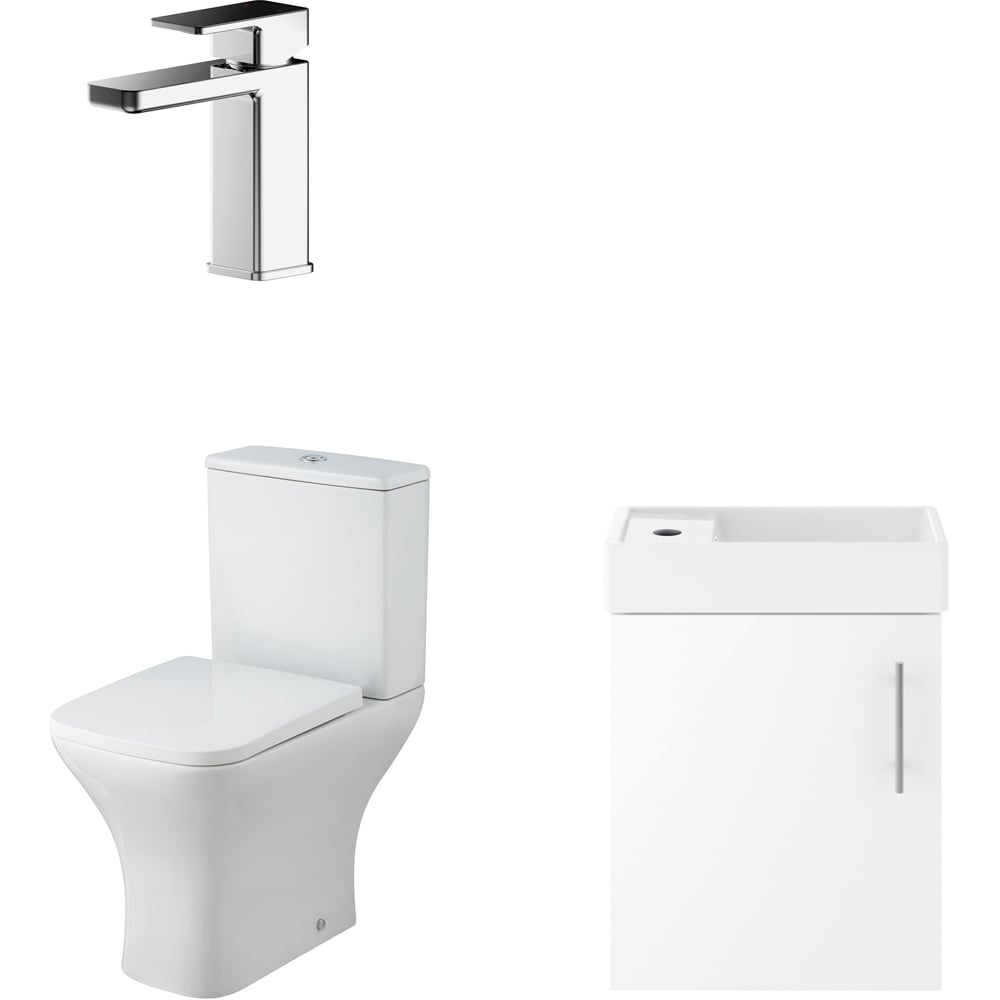 nuie Vault 400mm Gloss White Wall Hung Unit with WC and Tap Image 2