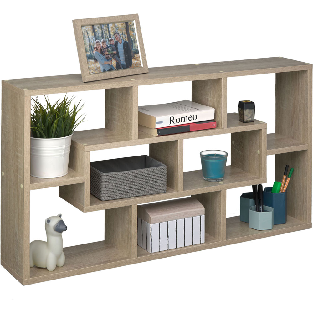 tectake Cassandra 8 Compartment Oak Sonoma Floating Shelf Image 2