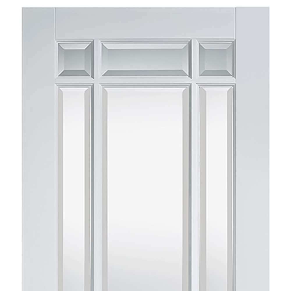 LPD Doors Manhattan White 9L Clear Bevelled Glass Primed Internal Door 1981 x 762mm Image 2