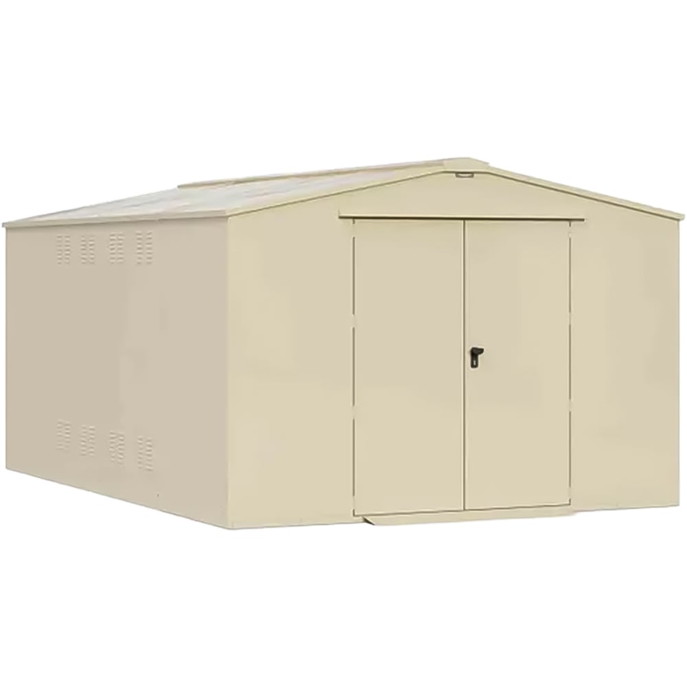Asgard Garrison 10 x 14ft Double Door Cream High Security Apex Workshop Shed Image 1