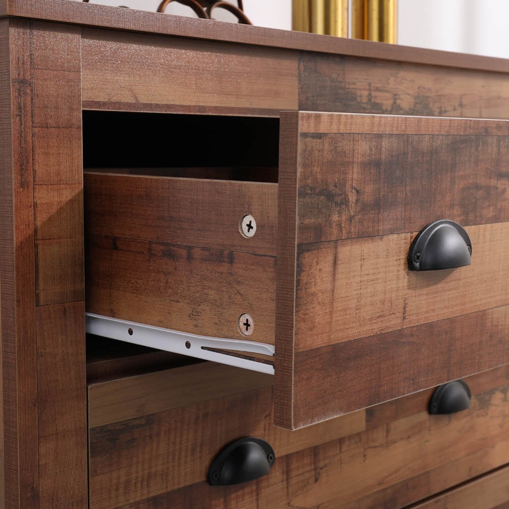FurnitureHMD 4 Drawer Industrial Style Wooden Chest of Drawers Image 4