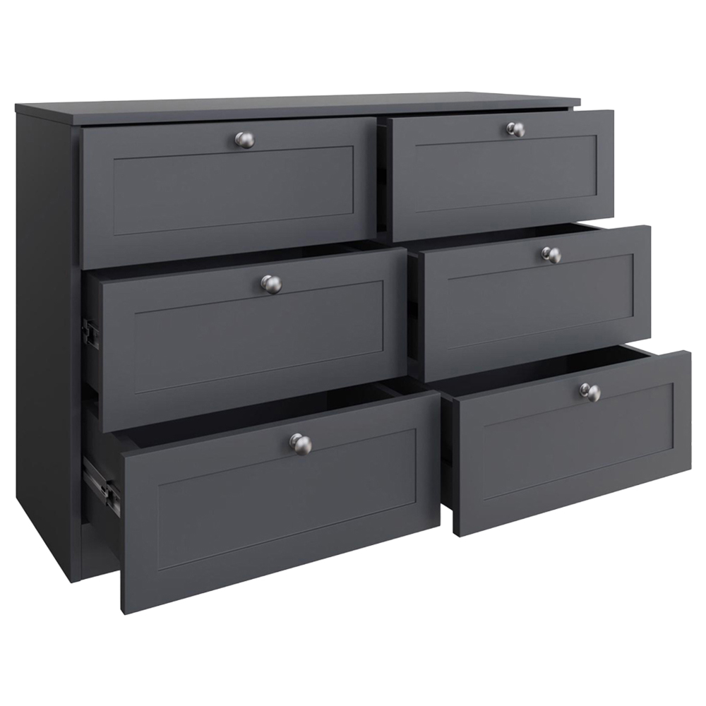 FWStyle Artus 6 Drawer Dark Grey Panelled Chest of Drawers Image 4