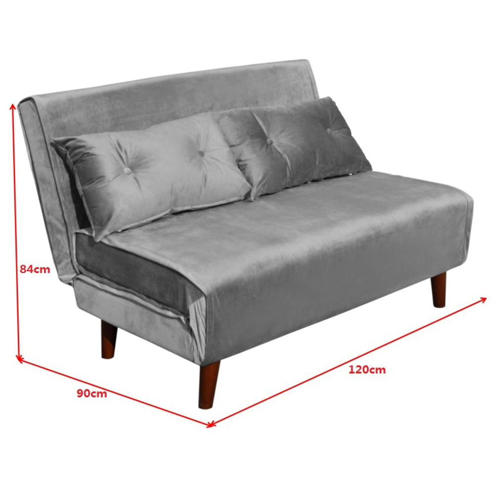 Portland 2 Seater Grey Velvet Sofa Bed Image 5