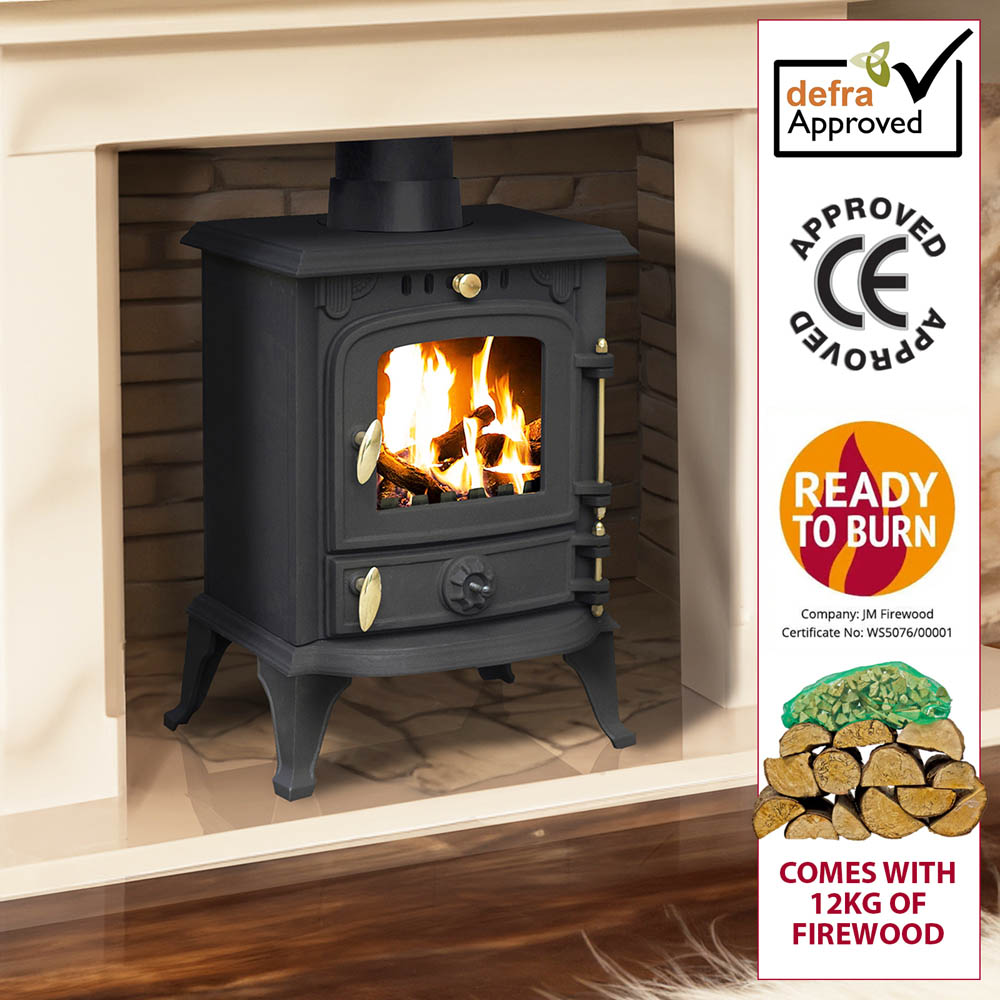 RoyalFire Cast Iron Multifuel Stove 4.5kW with Firewood Starter Kit Image 8