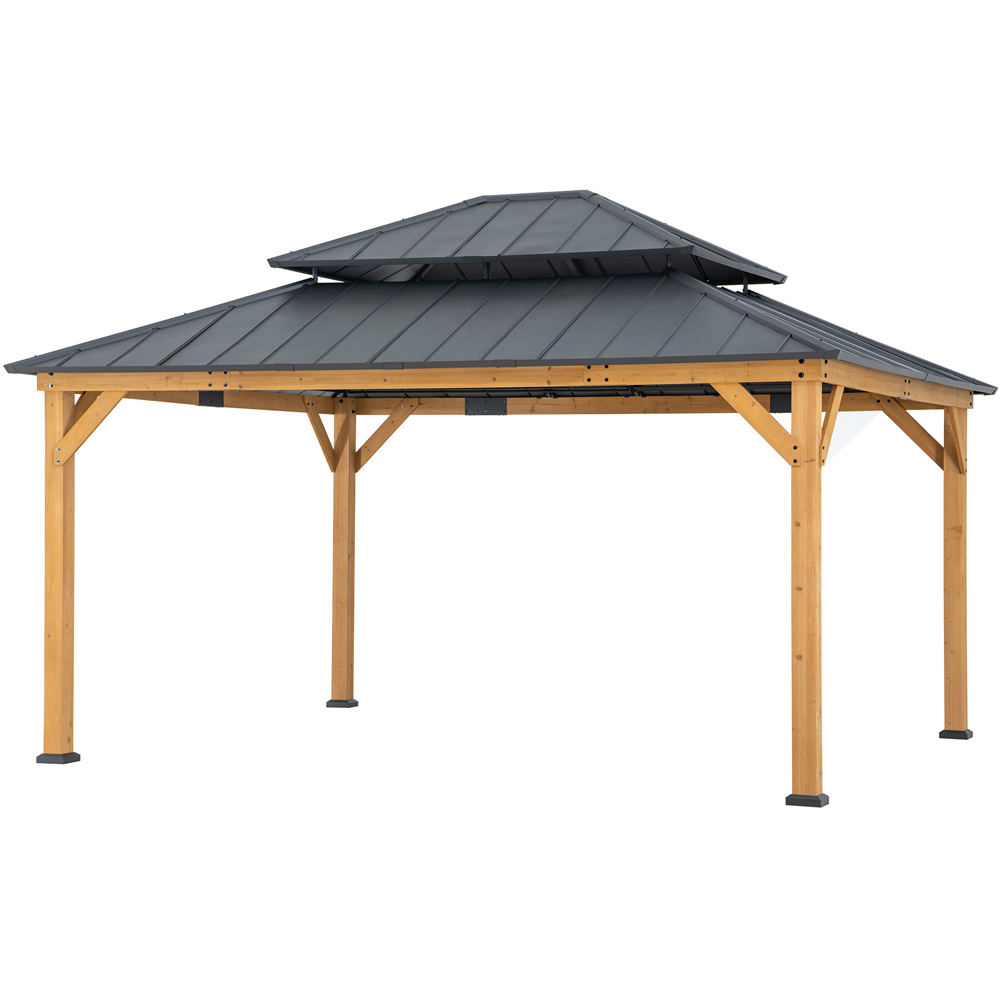 Sunjoy Rimo 3.9 x 4.5m Anthracite Cedar Wood Gazebo Image 3