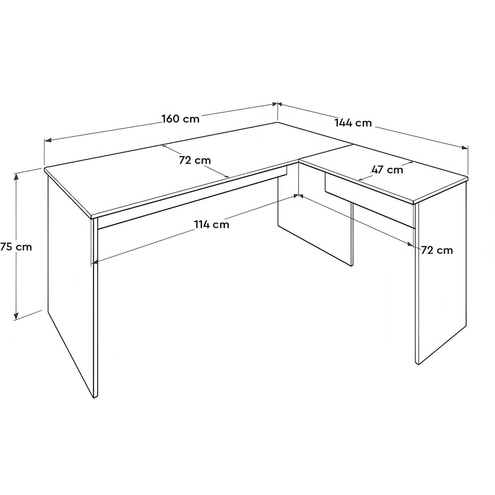 FWStyle Grey and Oak L-Shape Corner Study Desk Image 6