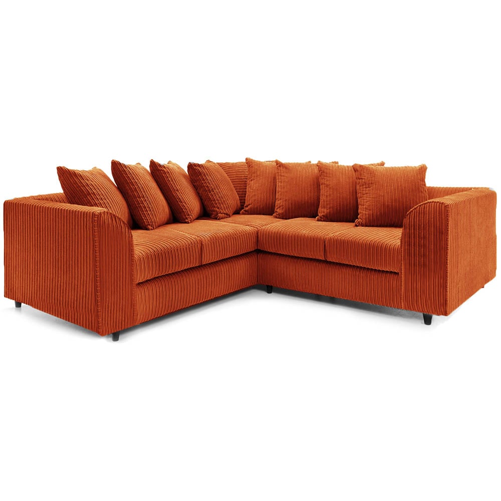 Luxor 5 Seater Orange Jumbo Cord Scatter Back L Shaped Corner Sofa Set Image 2
