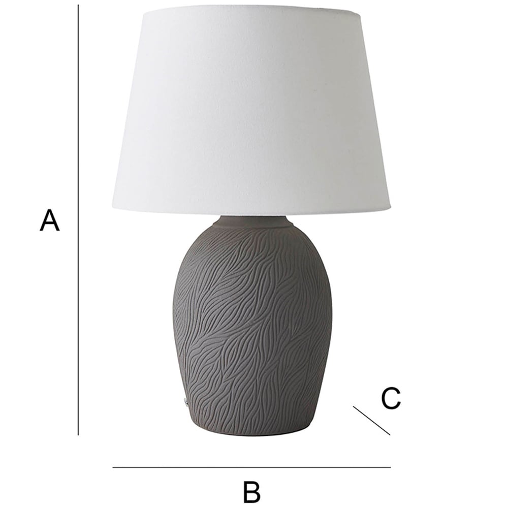 ValueLights Clint Grey Linen Tapered Shade Etched Hand Finished Ceramic LED Table Lamp Image 7