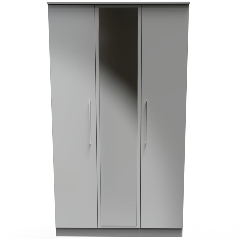 Crowndale Worcester 3 Door Uniform Grey and Dusk Grey Mirrored Wardrobe Ready Assembled Image 3