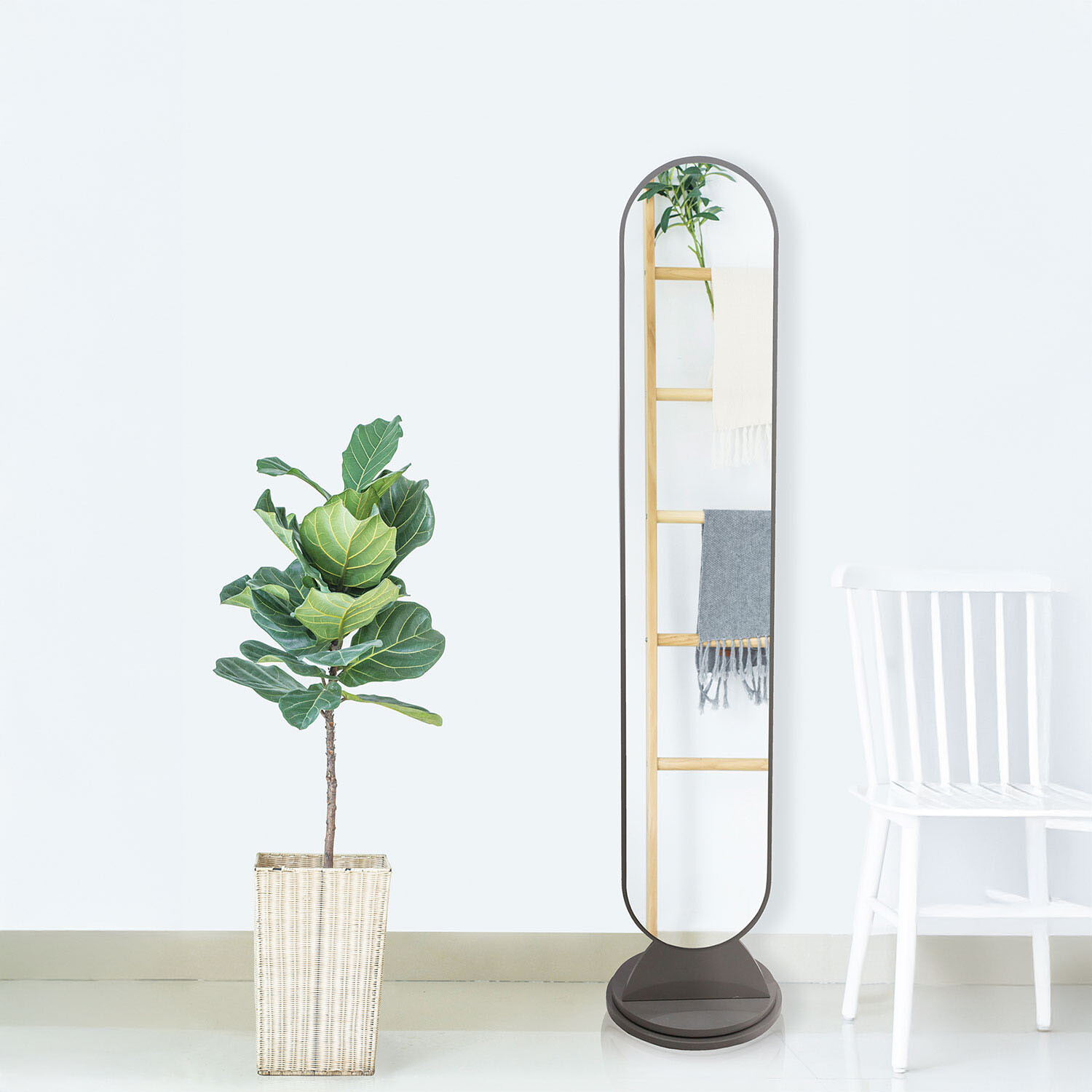 Rotating Grey Standing Mirror - Grey Image 2