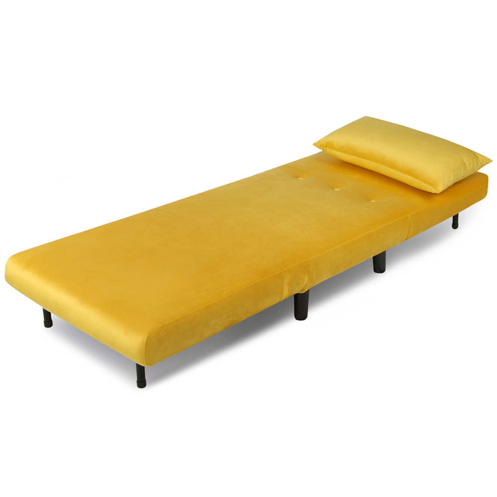 Aurora Single Seater Yellow Velvet Sofa Bed Image 6