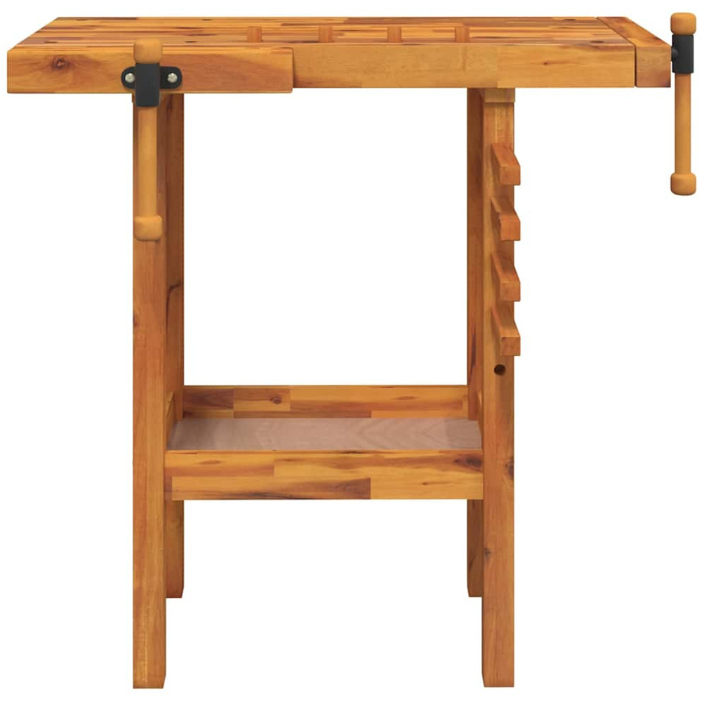 Wallplus Solid Wood Acacia Workbench with Vices Stopper Pieces and Wooden Rods Image 3