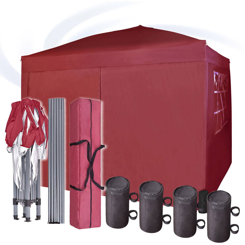 Red Pop Up Outdoor Canopy Tent with Removable Sidewalls 3 x 3m Image 4