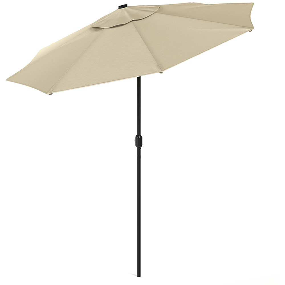 Living and Home Beige 24 Solar LED Crank and Tilt Parasol 3m Image 3