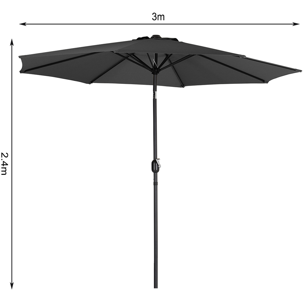 Living and Home Black Round Crank Tilt Parasol with Plastic Fillable Base 3m Image 8