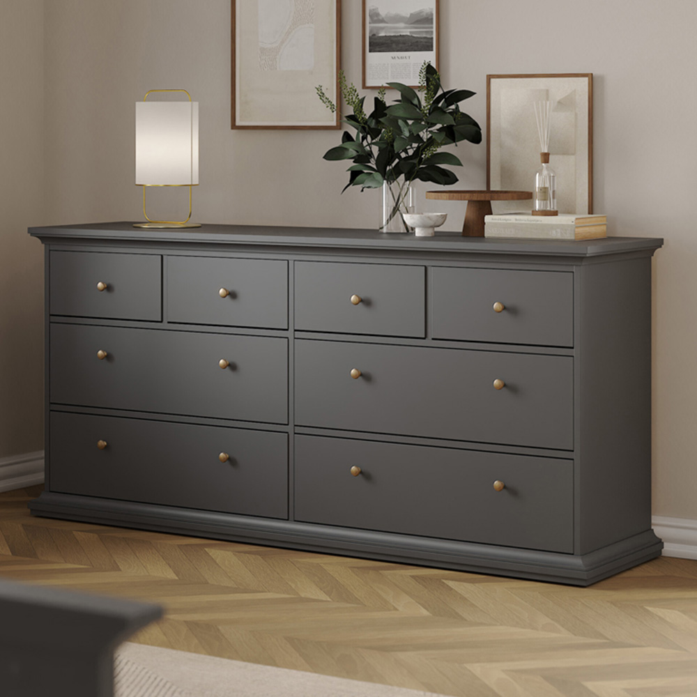 Florence Paris 8 Drawer Matt Grey Chest of Drawers Image 1