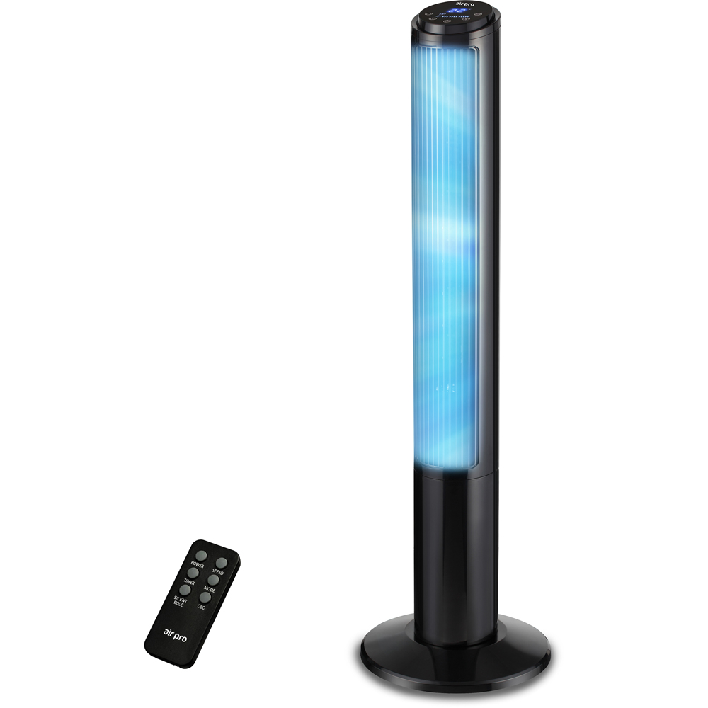 Air Pro Black SmartVoice Control Oscillating Bladeless Mono Tower Fan with Remote 40 inch Image 2