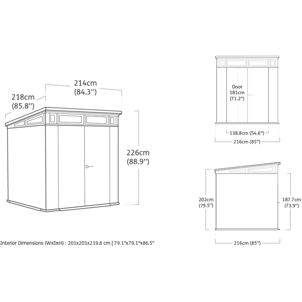Keter Artizan 2.0 7 x 7ft Grey Pent Garden Shed Image 9