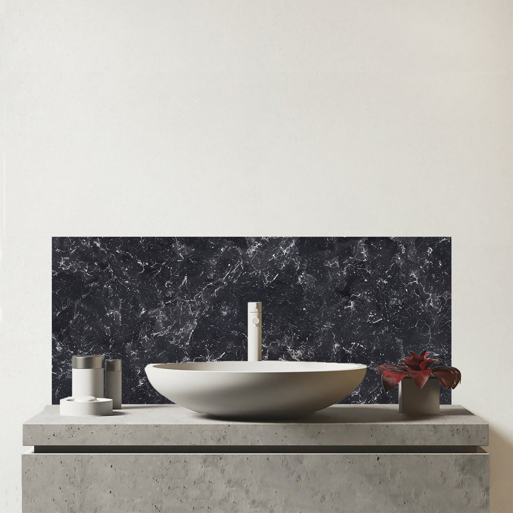 Warren Reed Designer Deep Grey Quartz Effect Bathroom Splashback 25 x 60cm Image 1