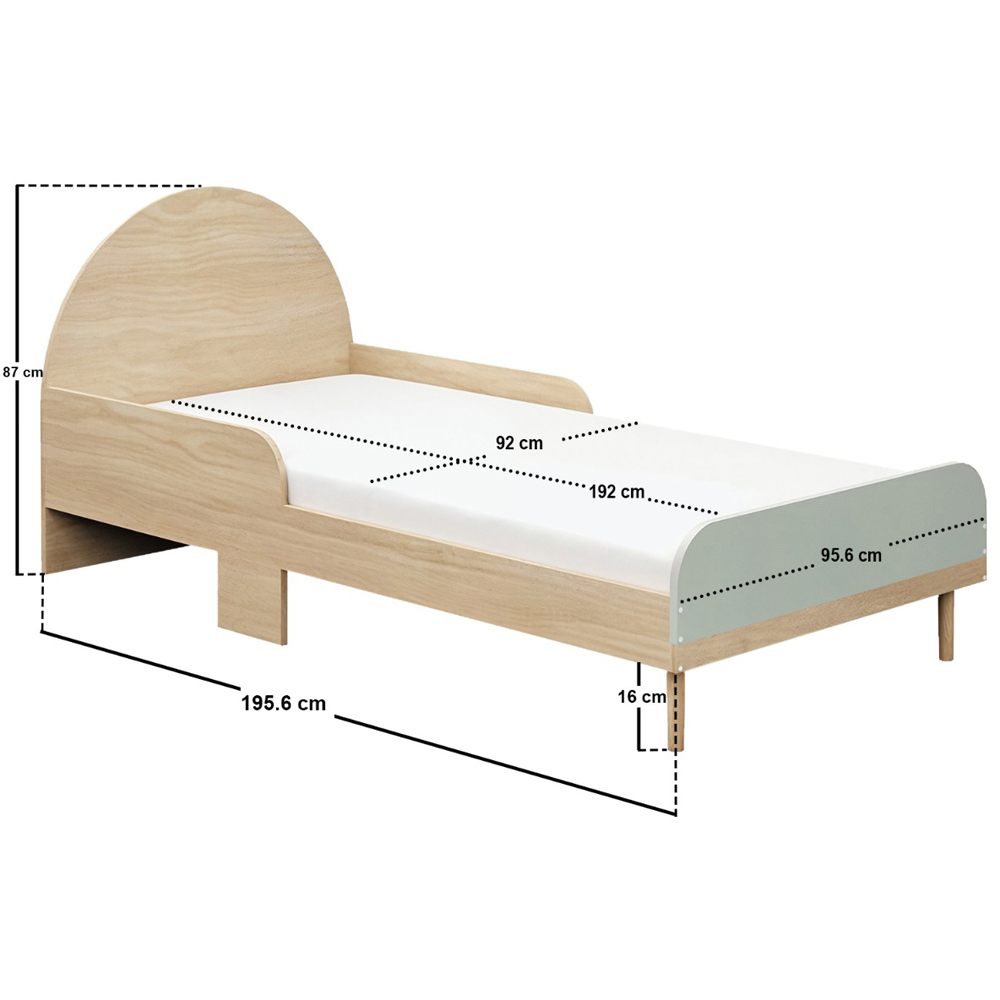 Flair Noah Single Green and Oak Bed Frame with Curved Headboard Image 7