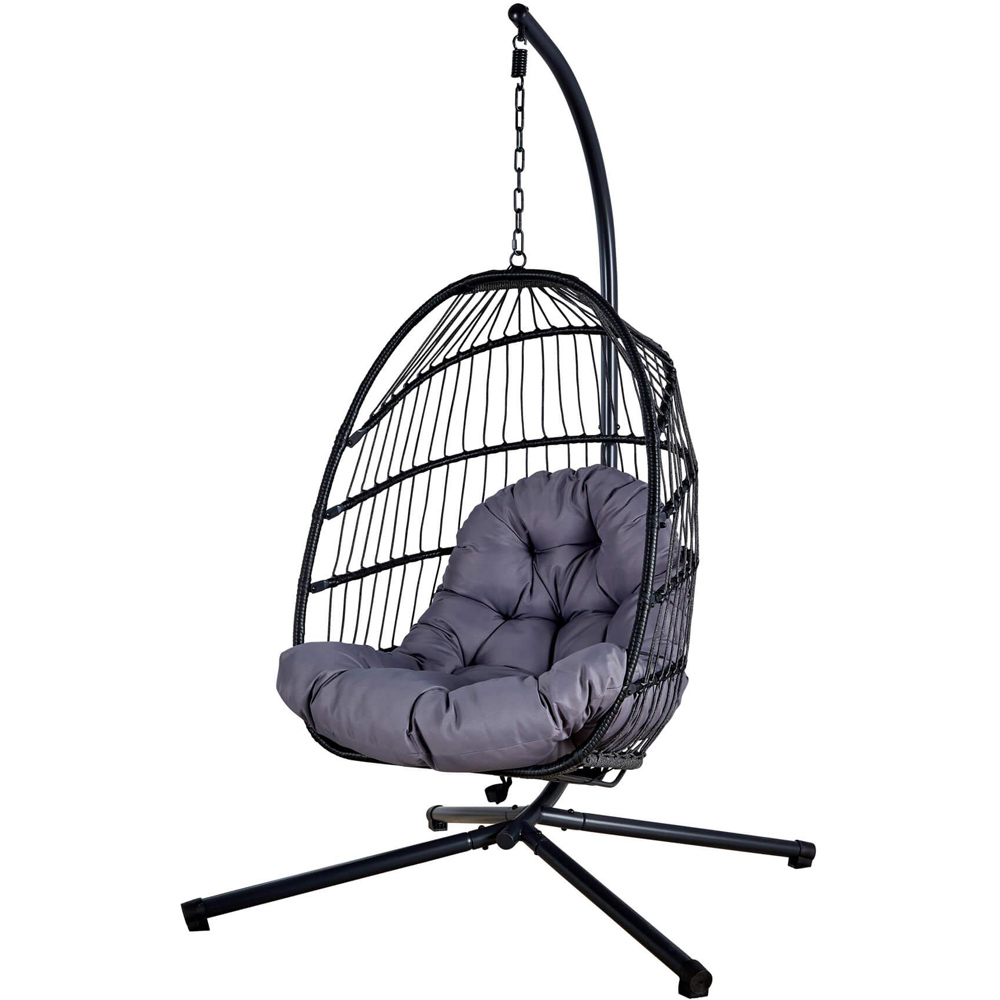Home Source Breeze Dark Grey Cushioned Hanging Egg Chair Image 5