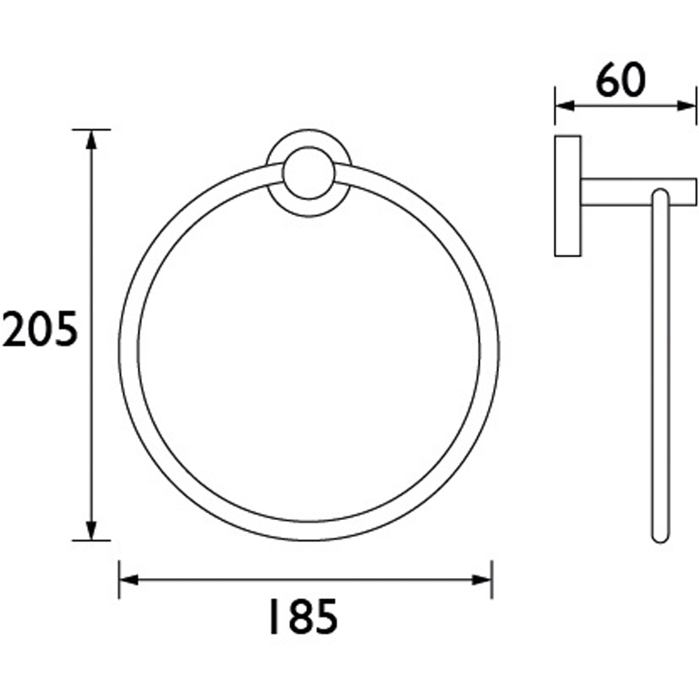 Bristan Solid Brass Gun Metal Grey Wall Mounted Round Towel Ring Image 5