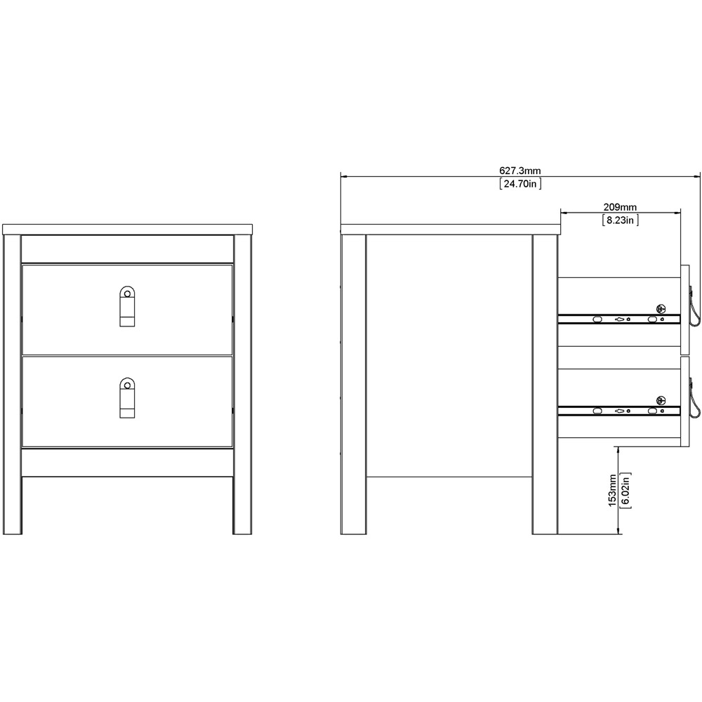 Florence Barcelona 2 Drawer Matt Black Bedside Table Image 8