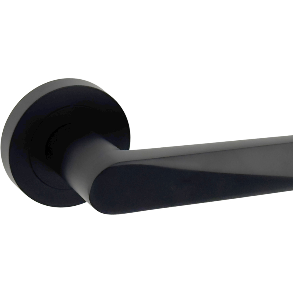 AXS Hardware Detroit Black Bathroom Door Handles on Rose 4 Pack Image 6