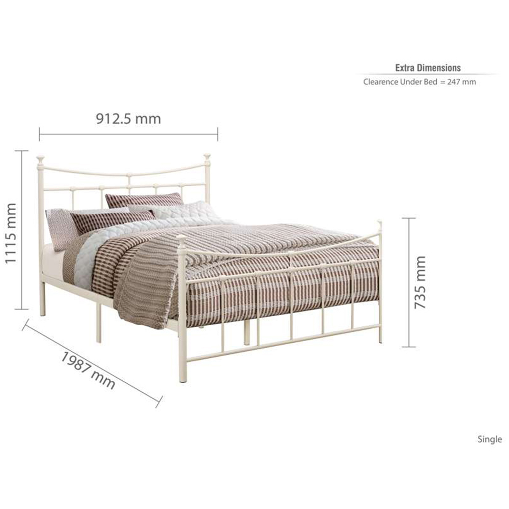 Emily Single Cream Bed Frame Image 4
