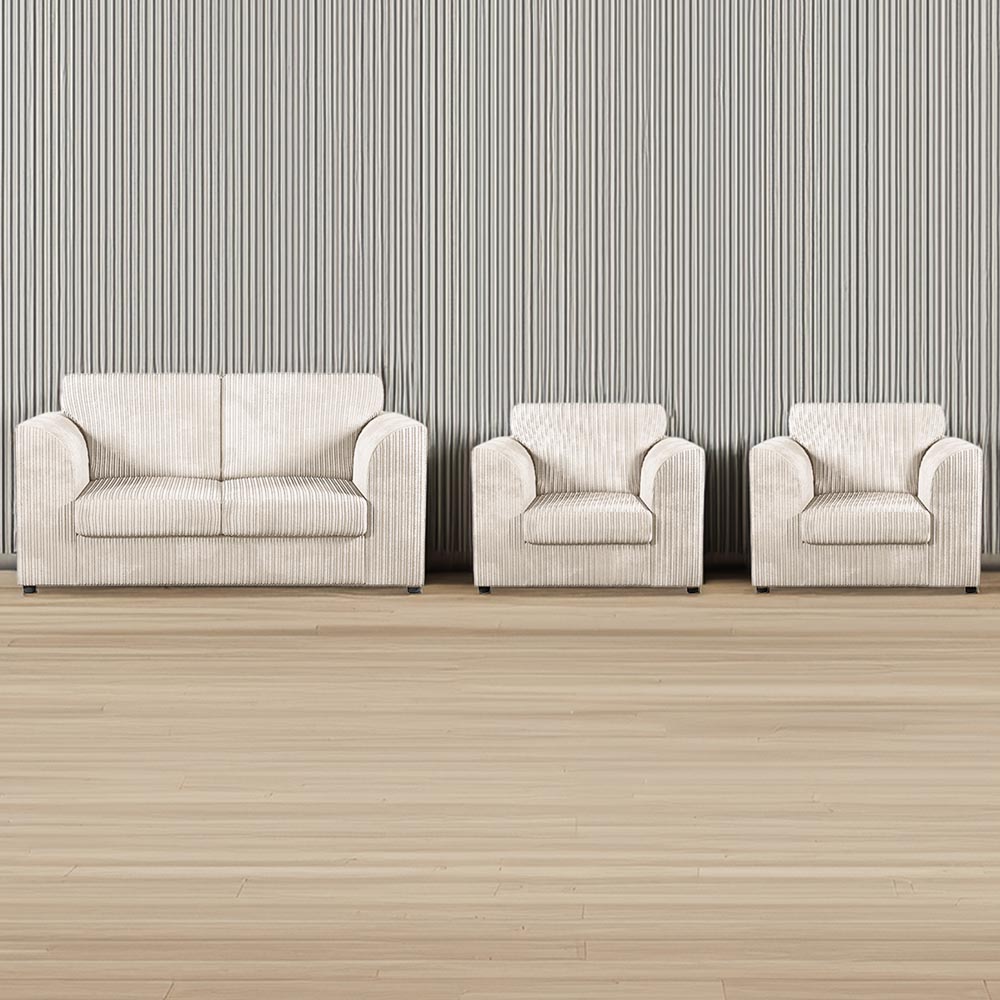Luxor 4 Seater Cream Jumbo Cord Full Back Sofa Suite Image 1