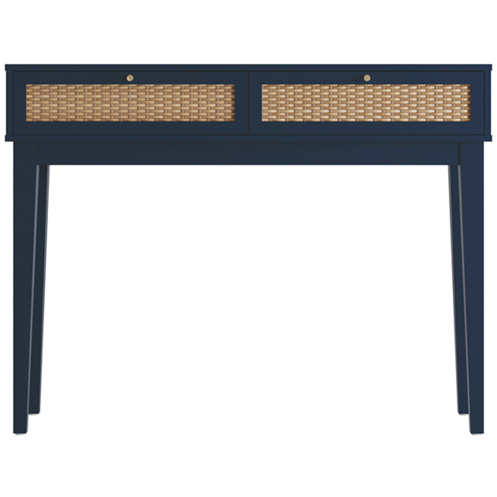 Bordeaux 2 Drawer Blue Rattan Dressing Table Image 4