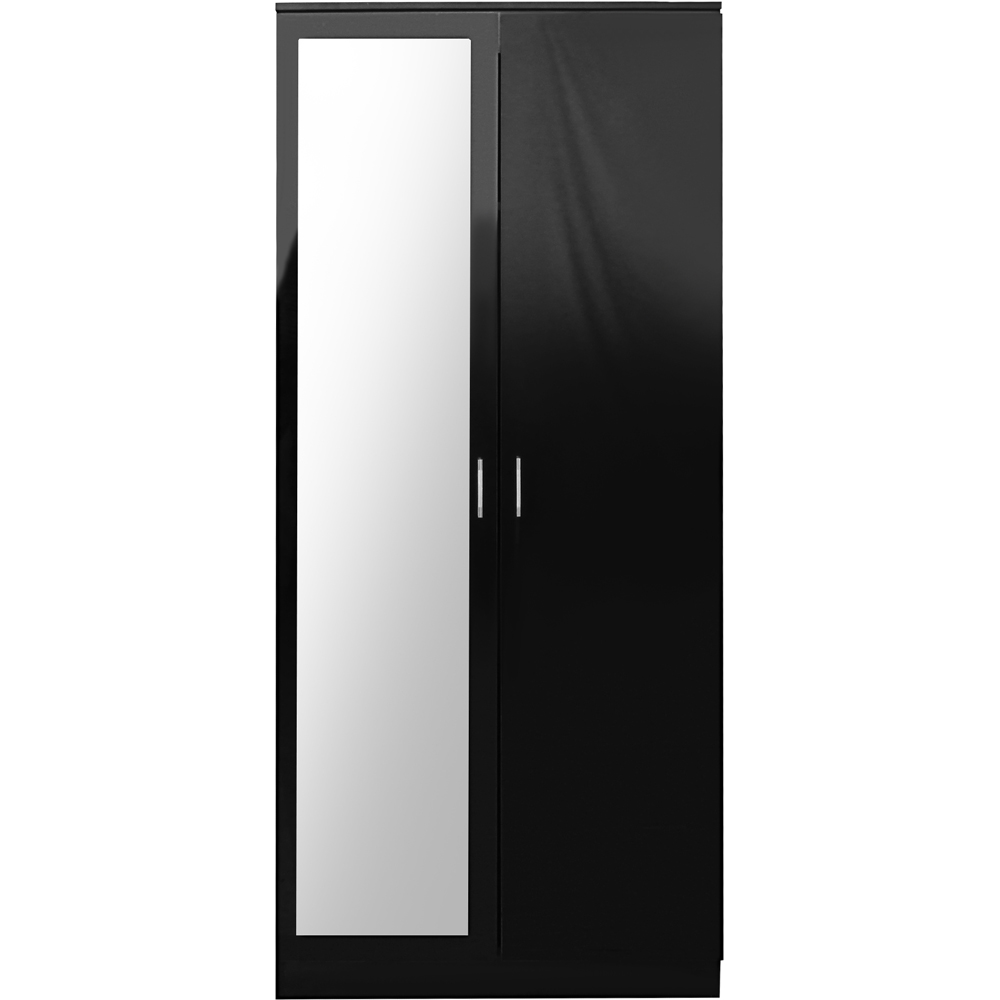 Brooklyn 2 Door Black High Gloss Mirrored Wardrobe Image 3