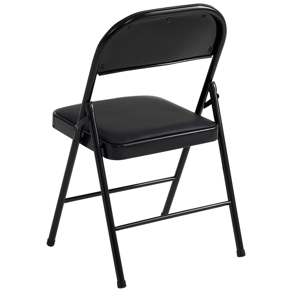 Black Padded Folding Metal Dining Chairs Image 3
