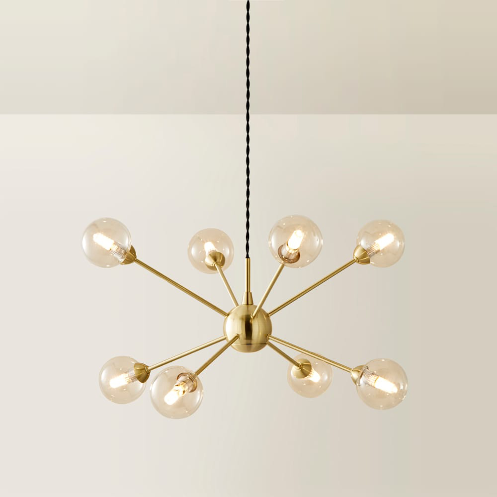 ValueLights Sputnik 8 Way Gold Glass Globe Pendant Ceiling Light and Bulbs Image 3