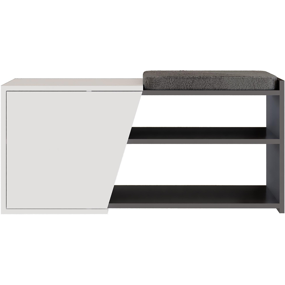 Decortie Fiona Anthracite and White Entryway Shoe Bench Storage Image 2