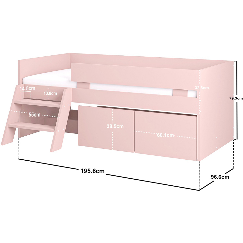 Flair Logan Single Pink 2 Drawer Low Sleeper Image 6