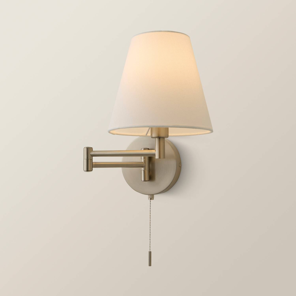 ValueLights Sonia Tapered Shade Brushed Chrome Adjustable Swing Arm Wall Light with Bulb Image 5